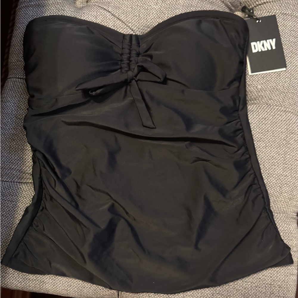 DKNY Elegant Black Bow Strapless Top